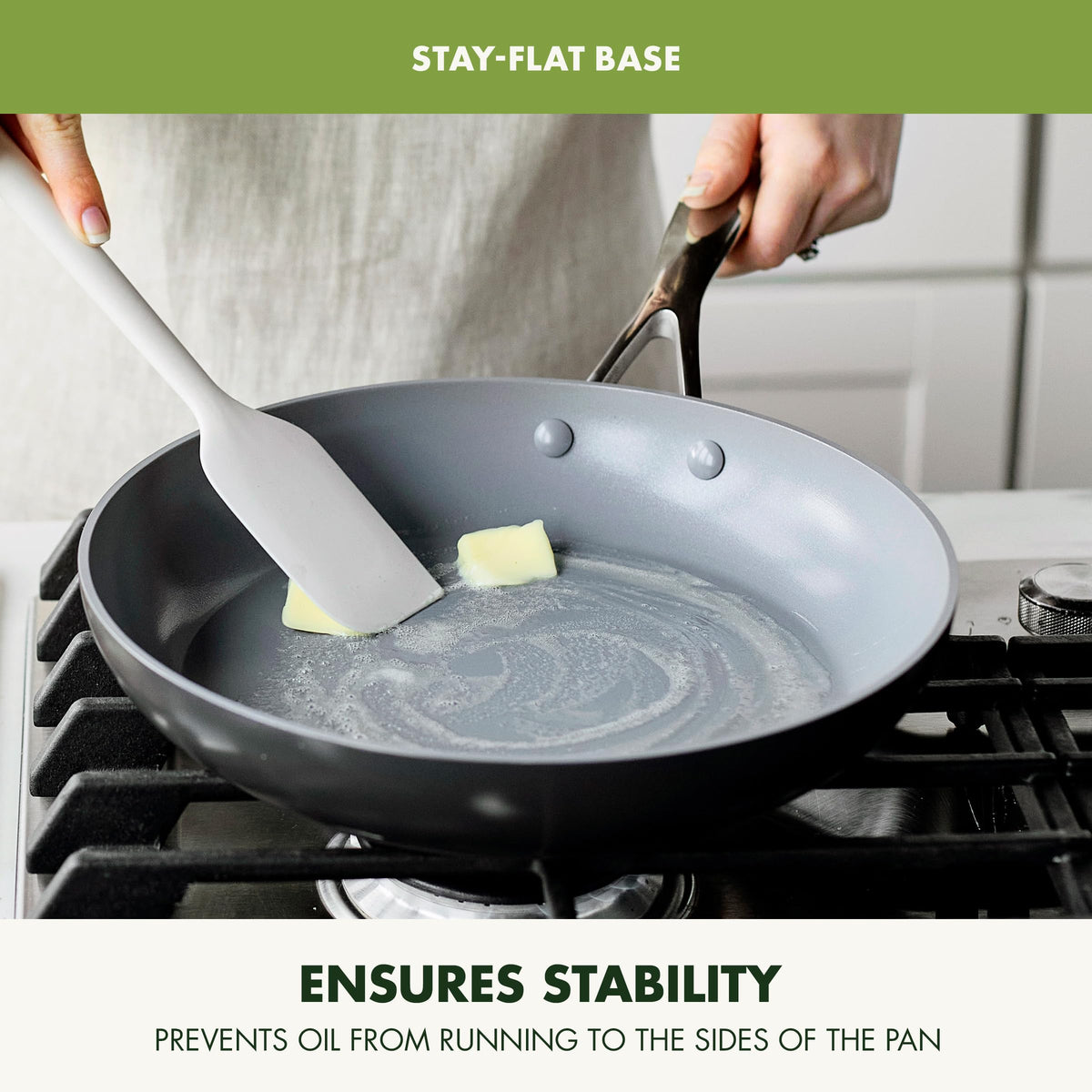 GreenPan Valencia Pro hard anodized body delivers lasting strength and scratch resistance.