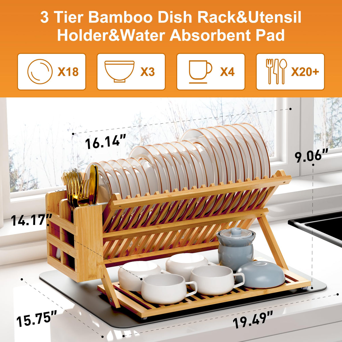Greenual absorbent dish drying mat dries quickly and protects countertops.