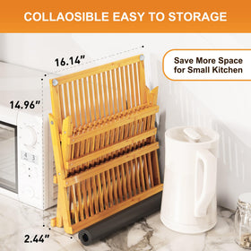 Greenual foldable bamboo rack saves space when not in use.
