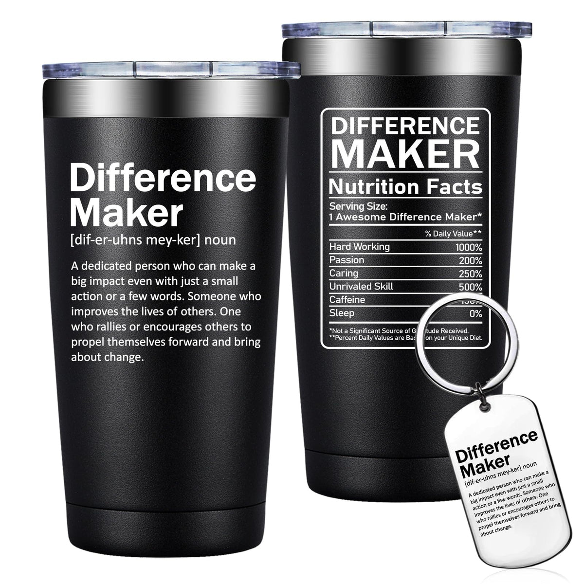 Grifarny Difference Maker Tumbler 20oz with double-wall insulation keeps drinks hot or cold.