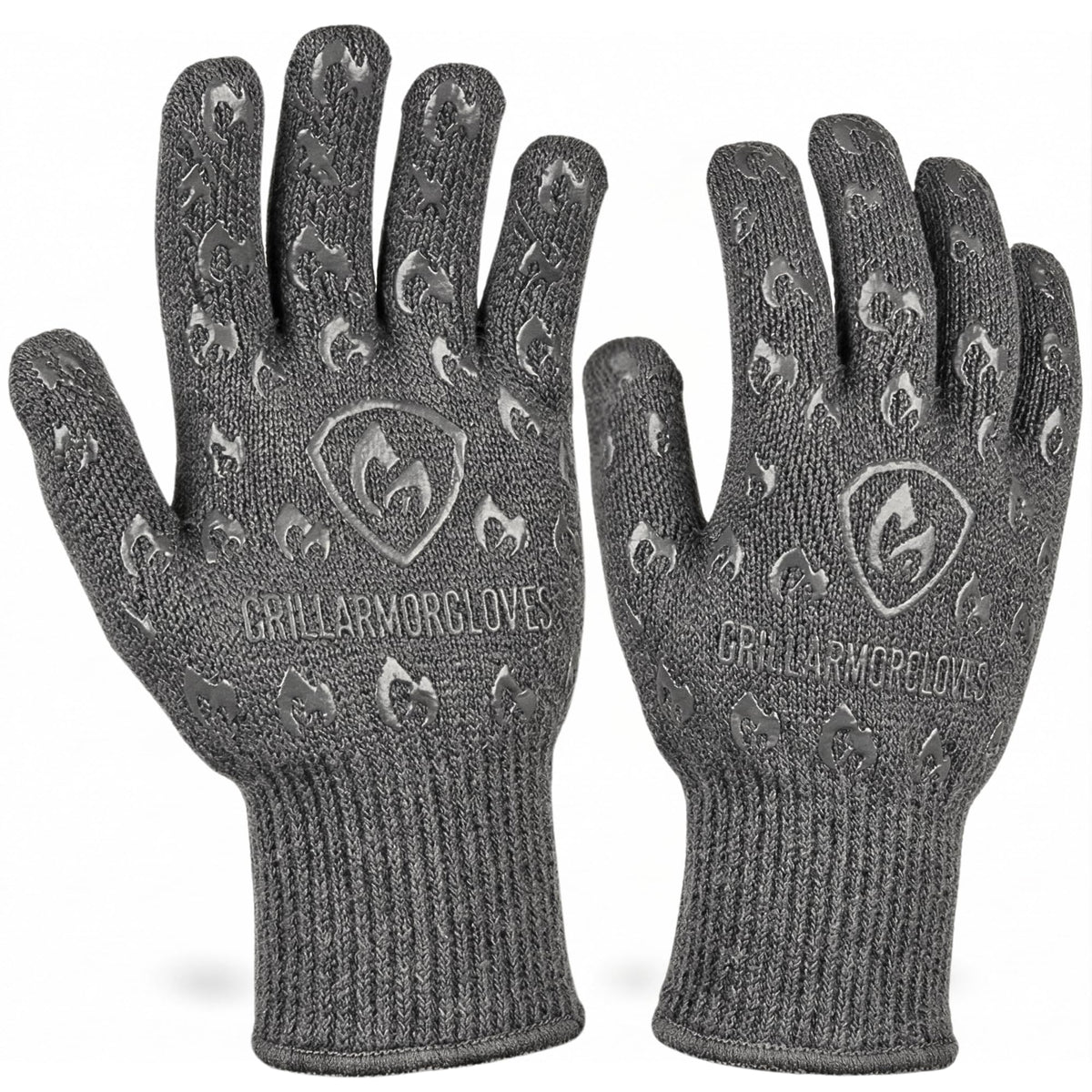 Grill Armor Gloves showing 932f heat protection for safe hot-pan handling.