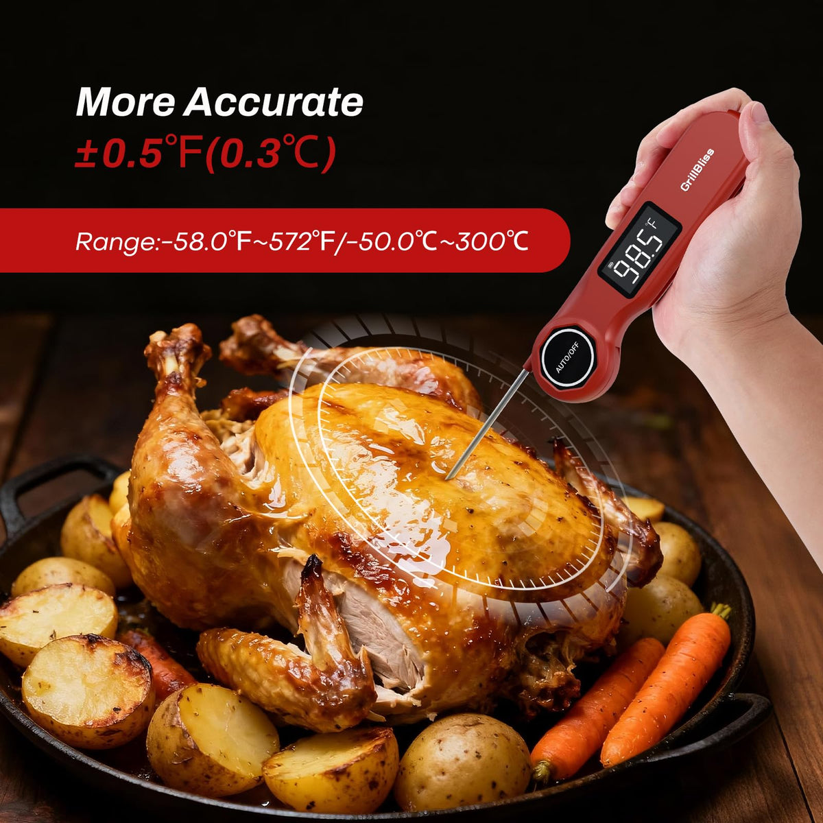 GrillBliss K-type sensor thermometer provides fast, accurate readings