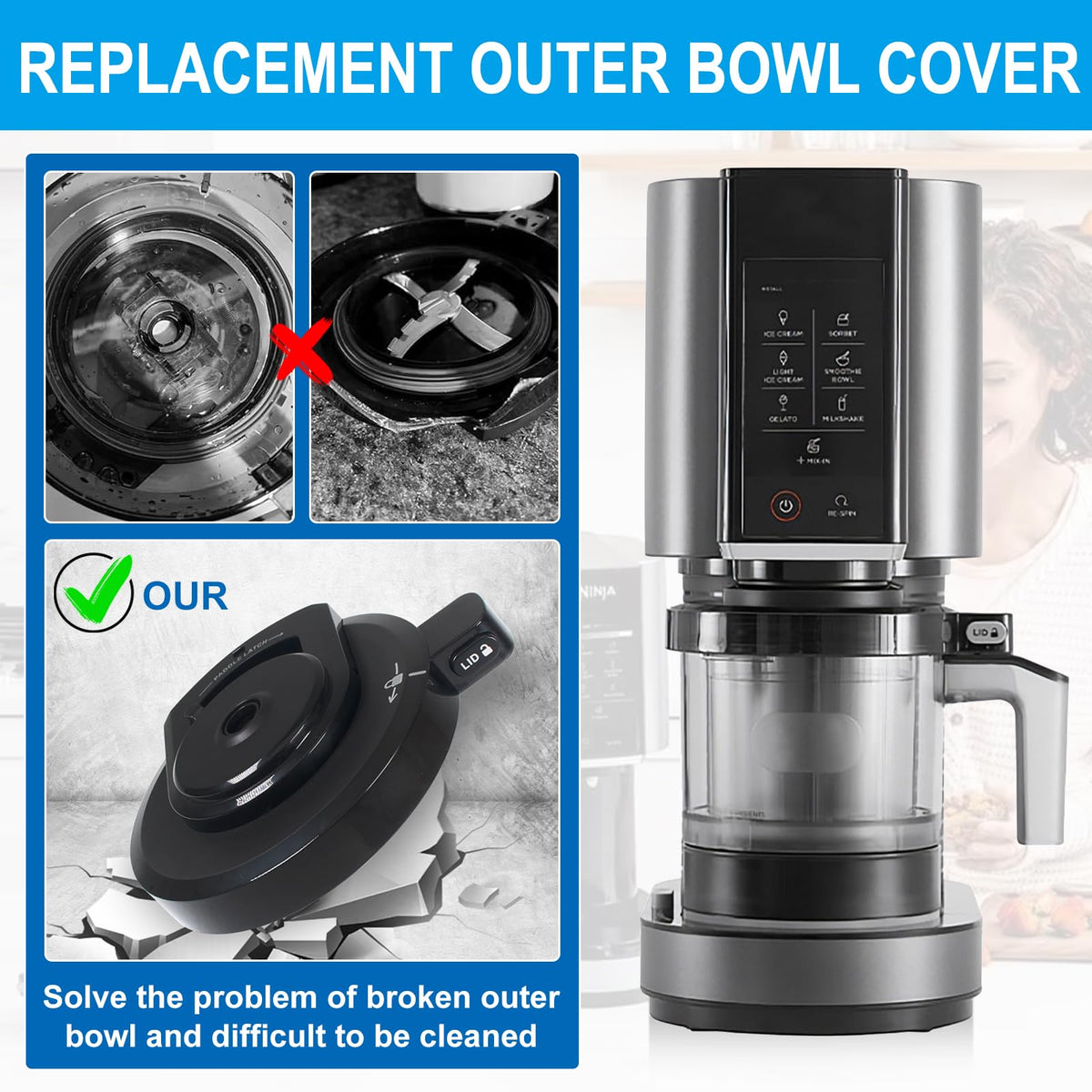 Grngven BPA-free replacement lid provides watertight seal to prevent spills during use