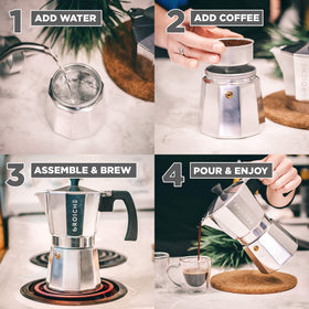 GROSCHE Milano moka pot set up for camping and travel coffee moments.