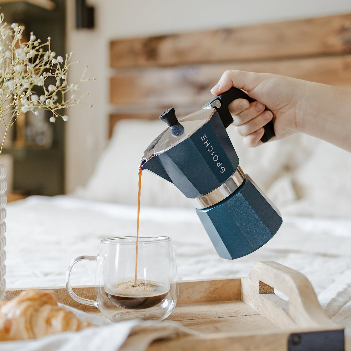 GROSCHE Milano Moka Pot safety valve ensures safe stovetop brewing