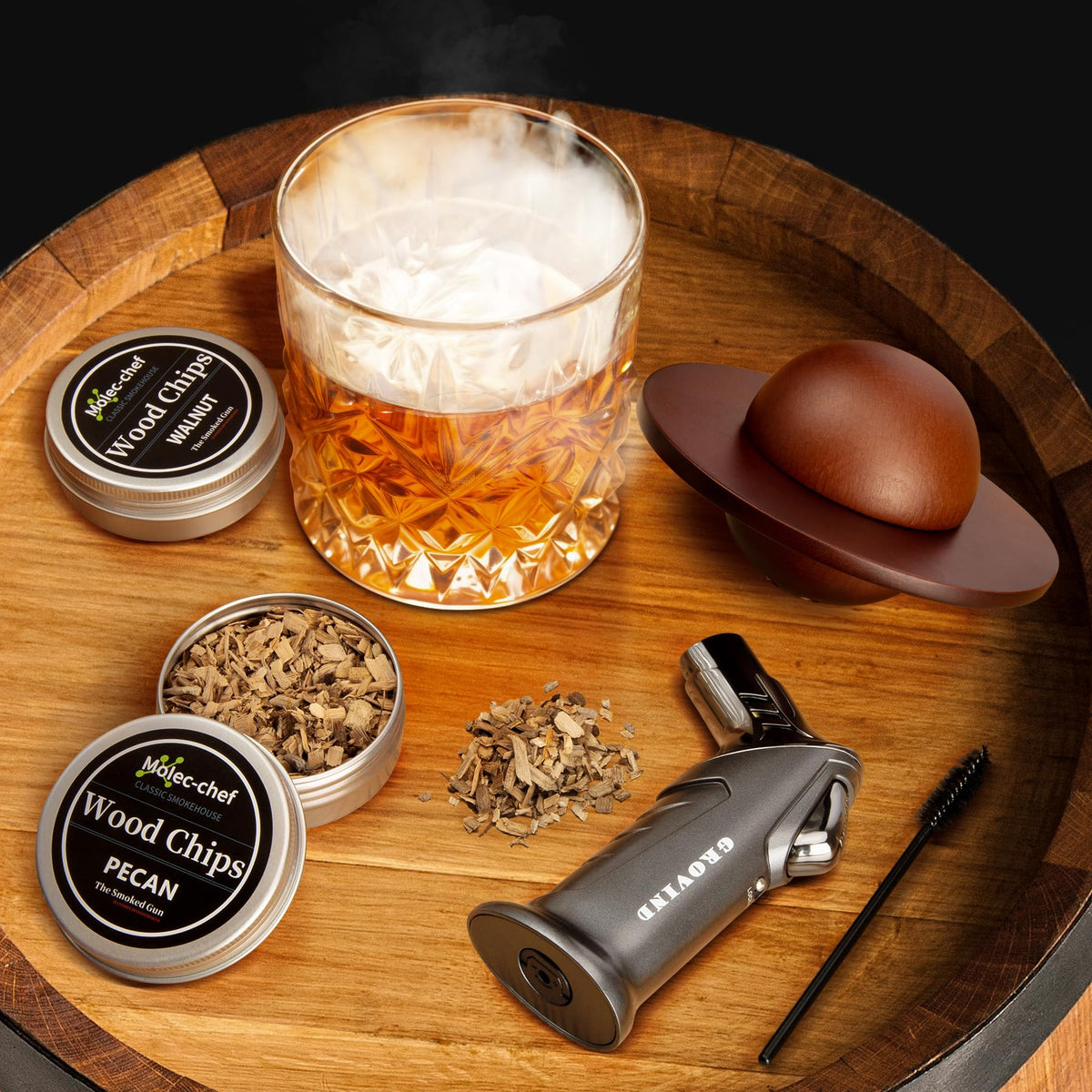 GroVind wood chips flavors Apple Cherry Oak Pecan Pear Walnut for layered aromas.