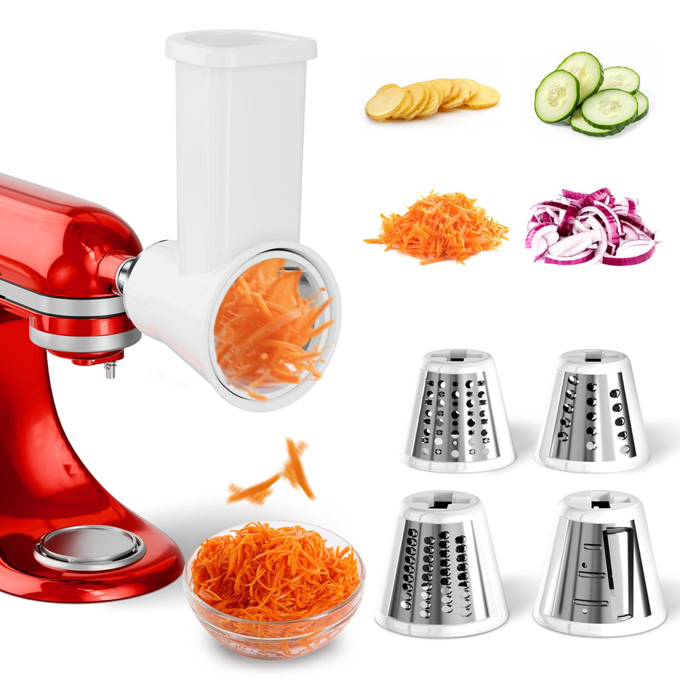 GuanQiao slicer-shredder attachment for KitchenAid offers versatile prep with efficient cutting.