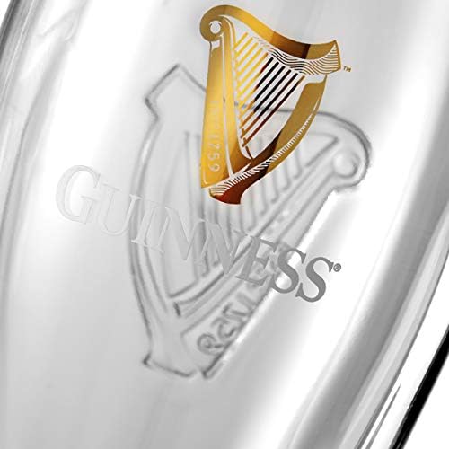 Guinness Gravity pint glass 20oz back emboss harp, adds classic heritage to drinkware.