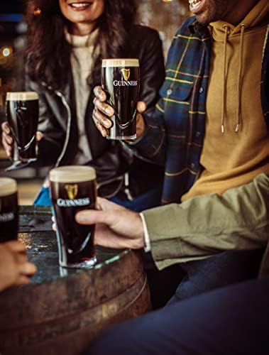 Guinness Official Merchandise pint glass set, authentic branding for home bars.
