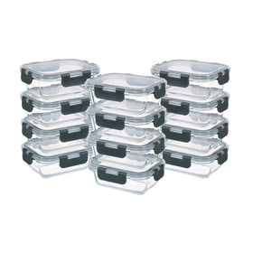 GULFLIN 24-piece glass storage set shown with clear lids for organized meal prep and fresh leftovers.