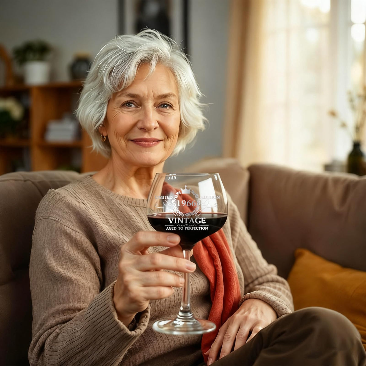 Gumry 60th birthday wine glass encourages elegant celebrations with friends.