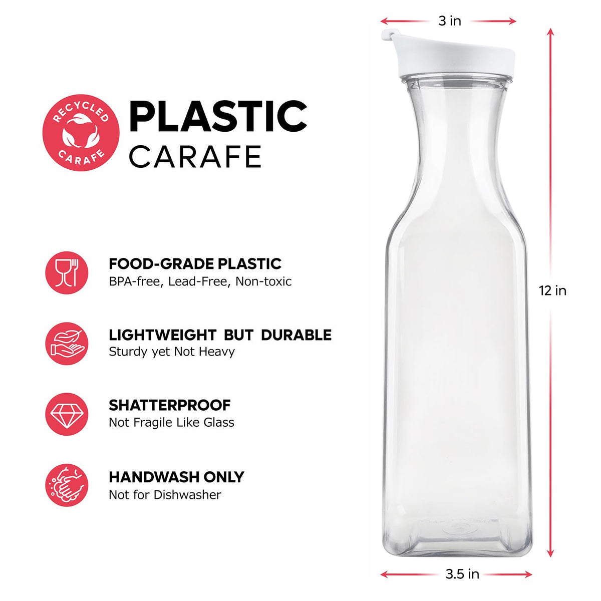 GUSTO flip-top lid carafe for quick pouring and cold beverages.