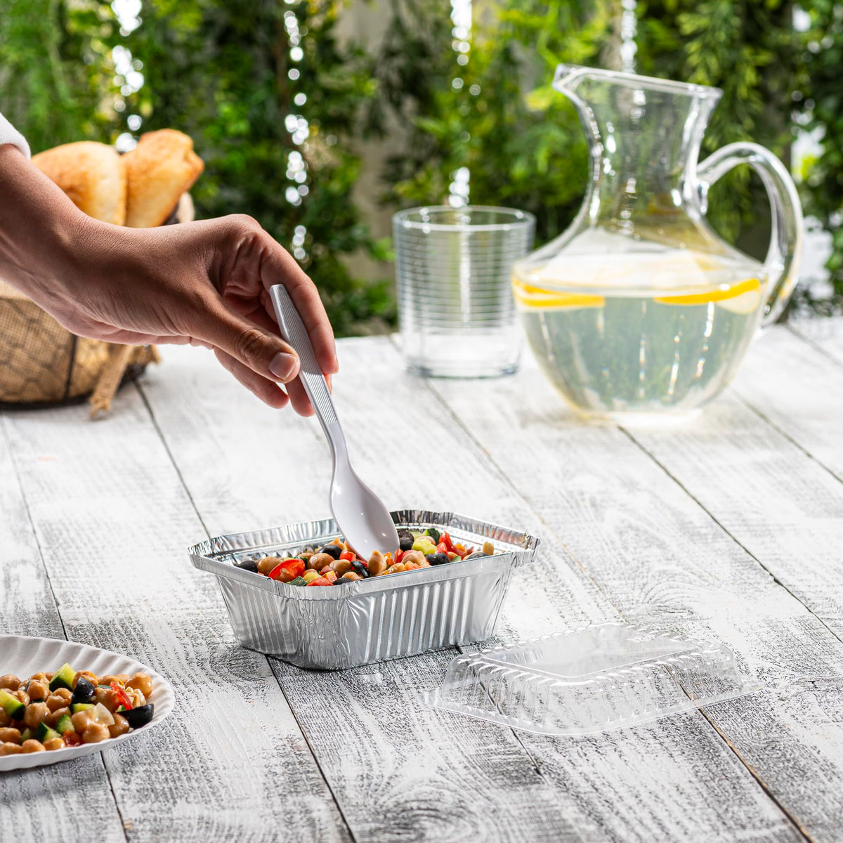 GUSTO freezer-safe pans help organize leftovers for later.