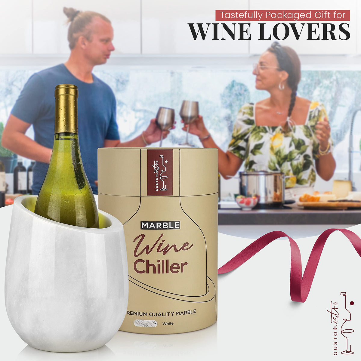 Gusto Nostro marble chiller in gift box for gifting.