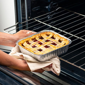 GUSTO stackable foil pans save cabinet space.