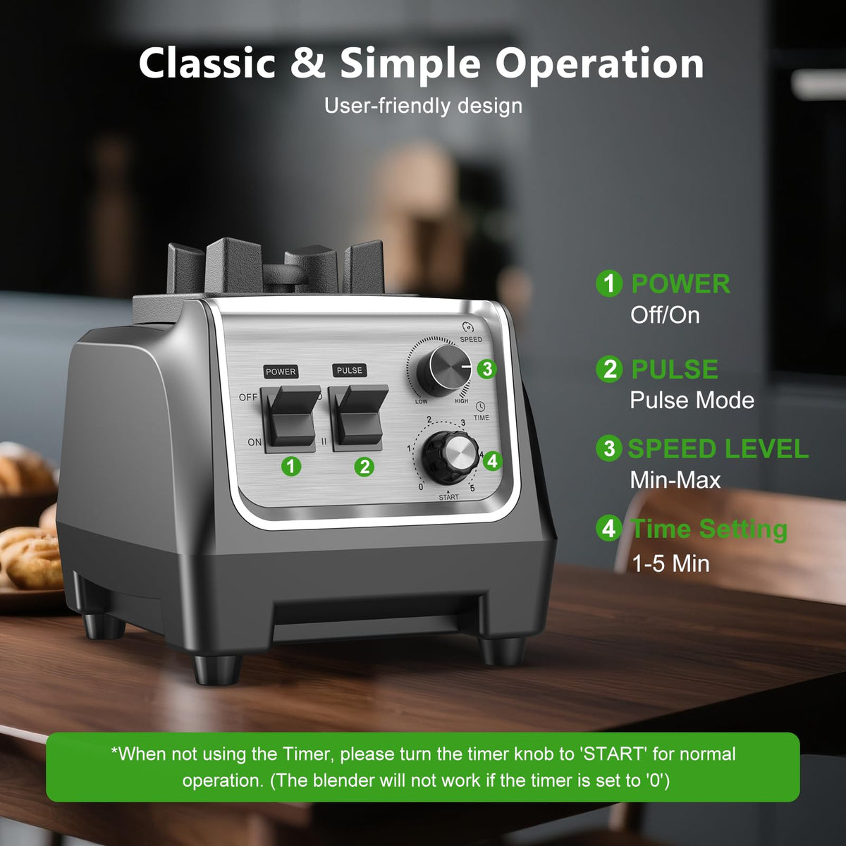H-Duka 1800W blender with pitcher lid and tamper for steady blending.