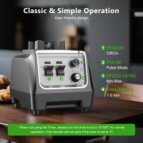 H-Duka 1800W blender with pitcher lid and tamper for steady blending.