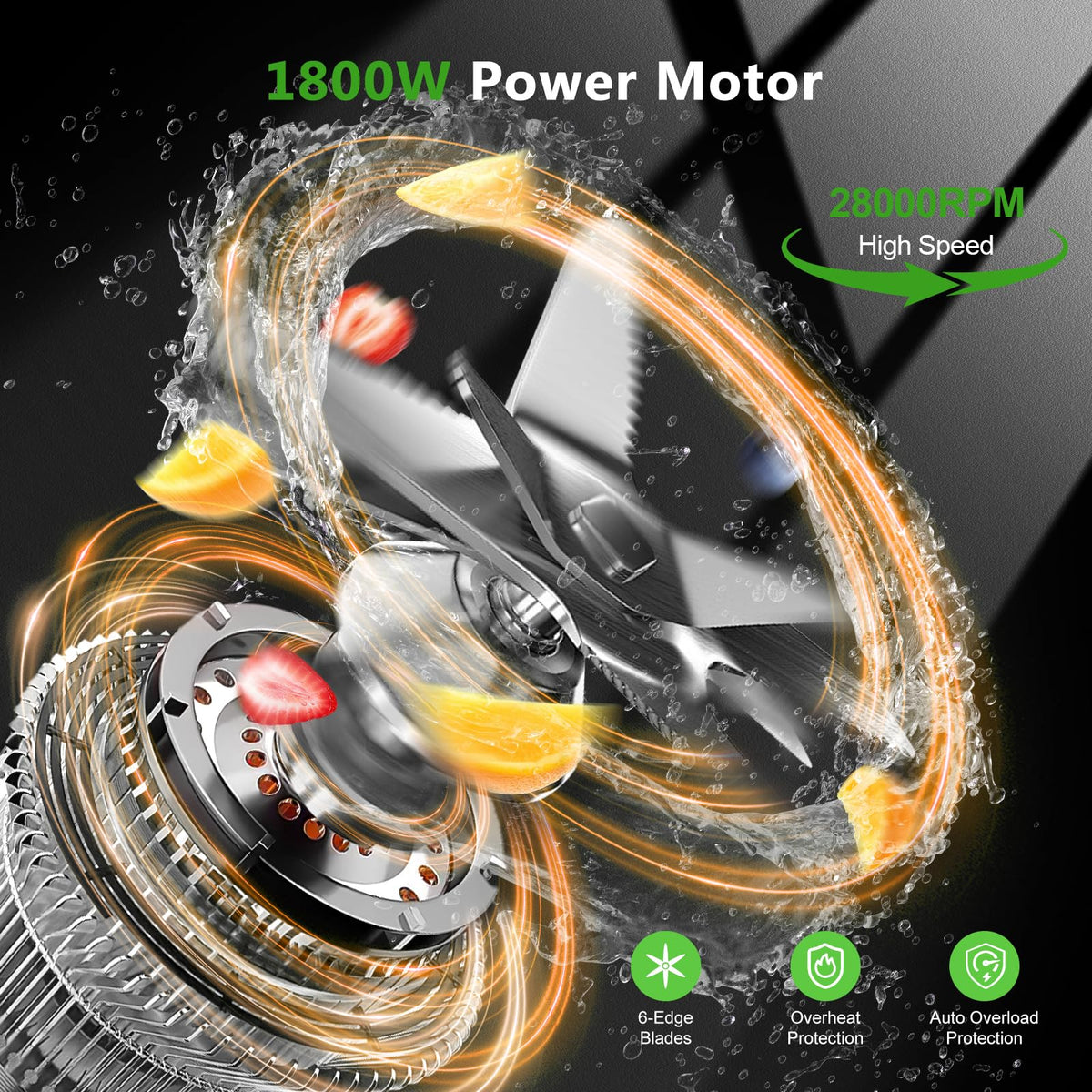 H-Duka 1800W blender speed dial and timer for precise textures.