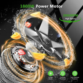 H-Duka 1800W blender speed dial and timer for precise textures.