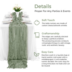 Haewlear sage green runner on bridal shower dining setup for soft ambience.