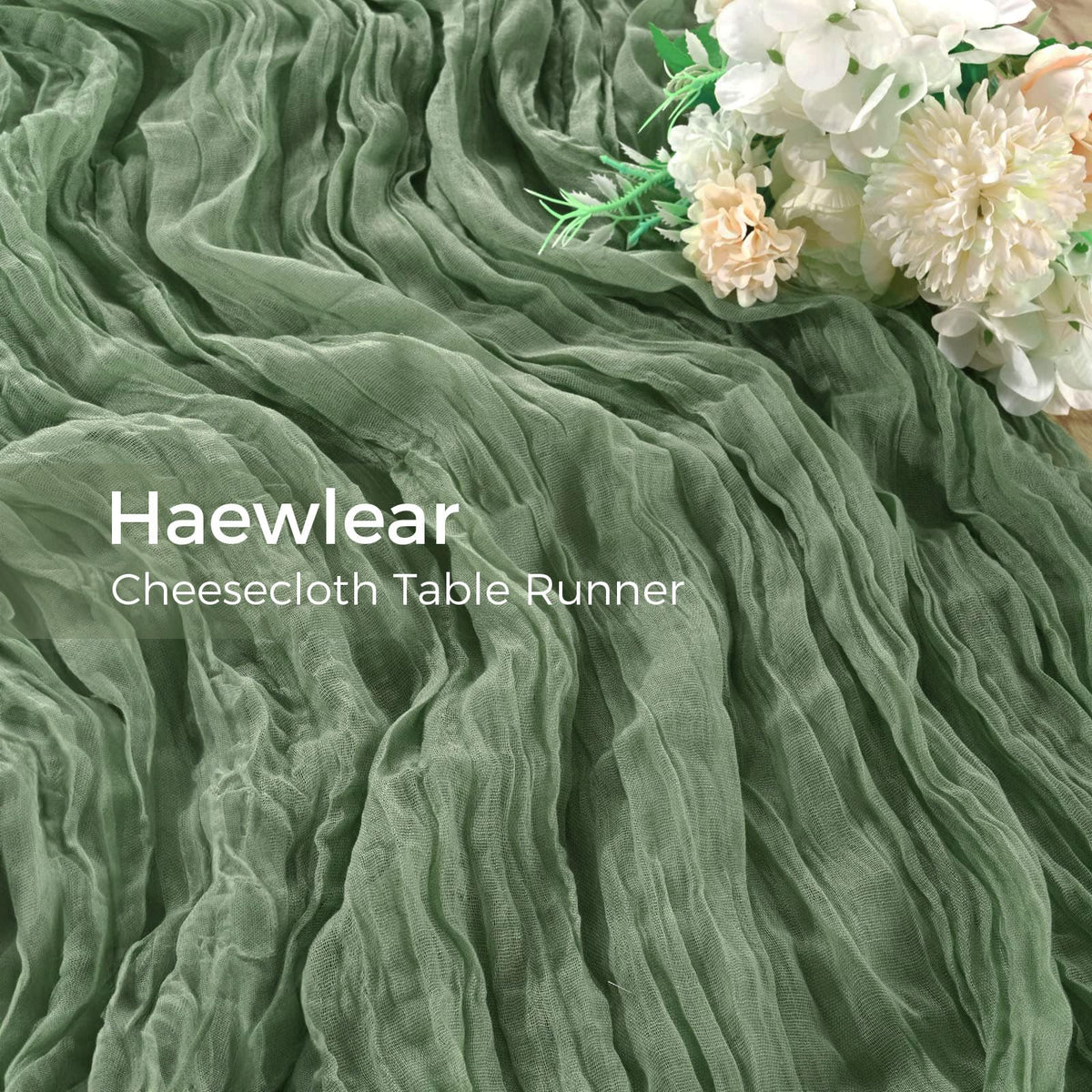 Haewlear sheer runner accents party tables with light, airy drape.