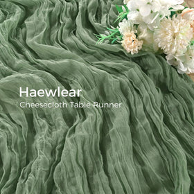 Haewlear sheer runner accents party tables with light, airy drape.