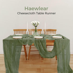 Haewlear sage-green runner enhances tables with subtle color and versatility.