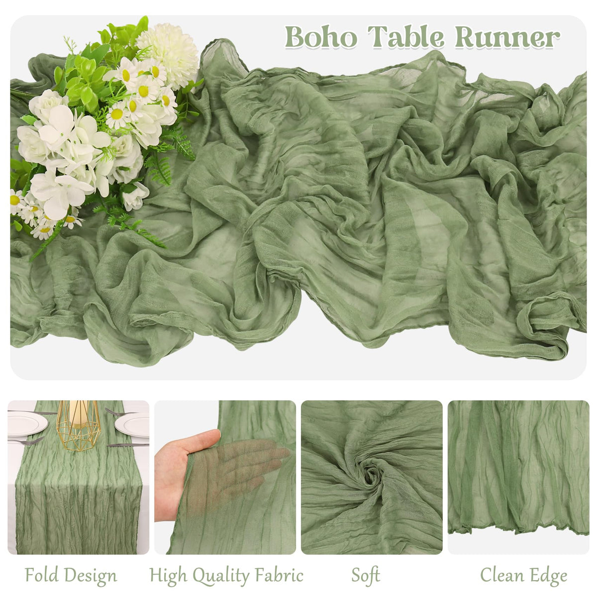 HAISIWLKJ soft polyester cheesecloth runner provides lightweight romantic look