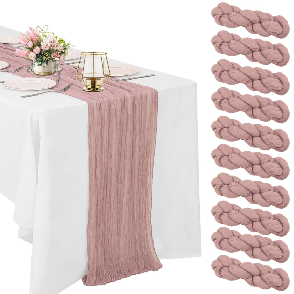 HAISIWLKJ dusty pink cheesecloth table runner 72in enhances elegant wedding tables