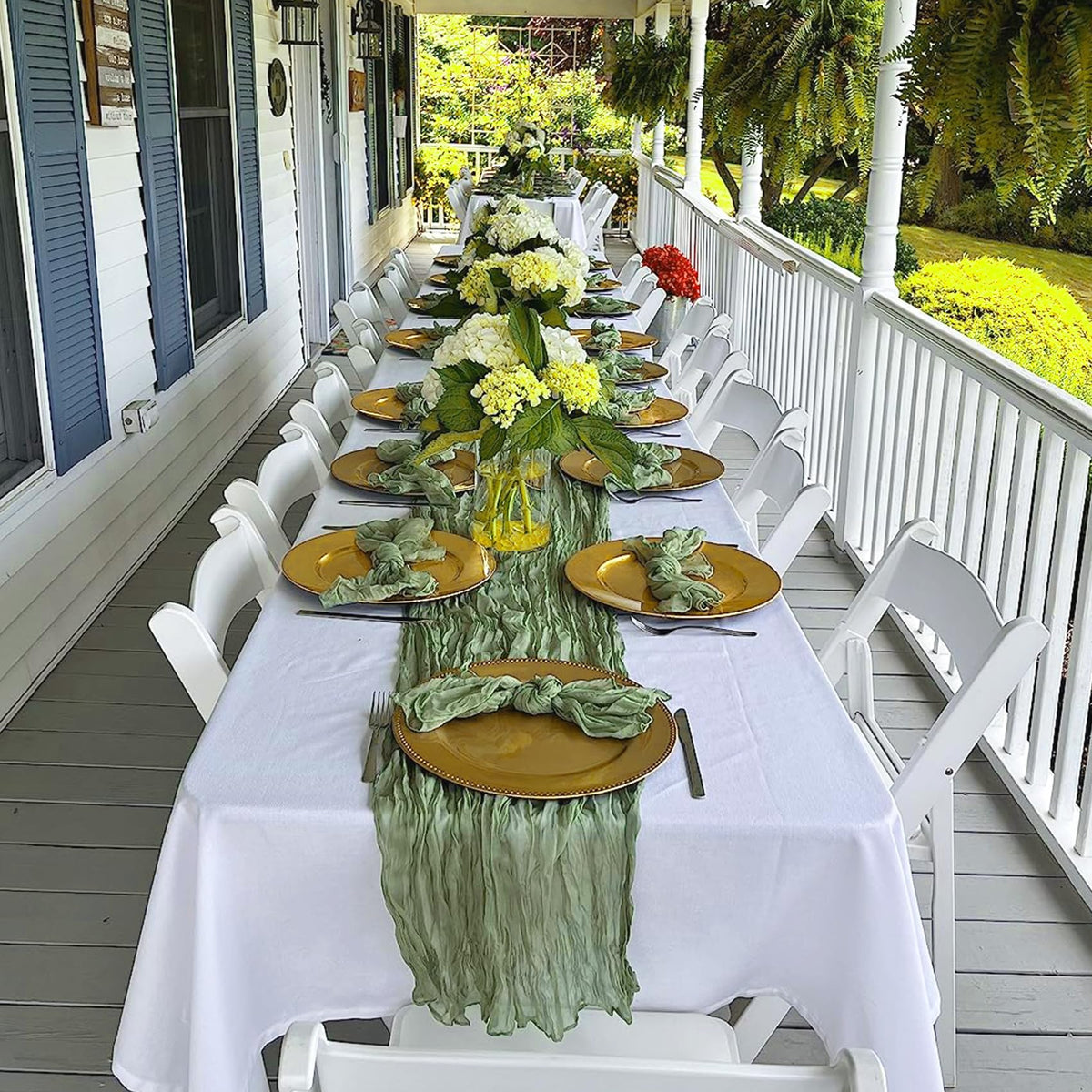 HAISIWLKJ sage-green runner great for baby showers and celebrations.