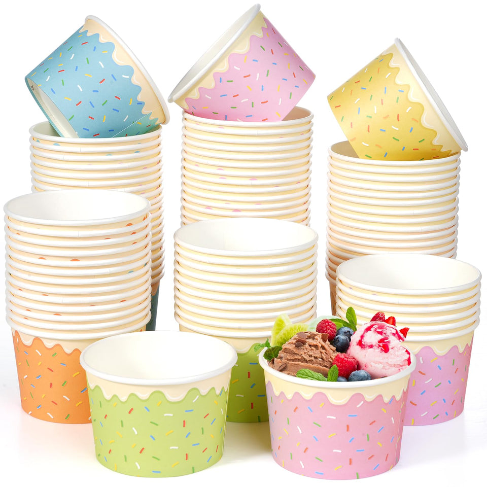 Hallswl ice cream bowls 100-pack in five colors for gatherings.