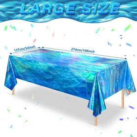 Hallswl ocean waves tablecloth shines under lights for beach-themed celebrations