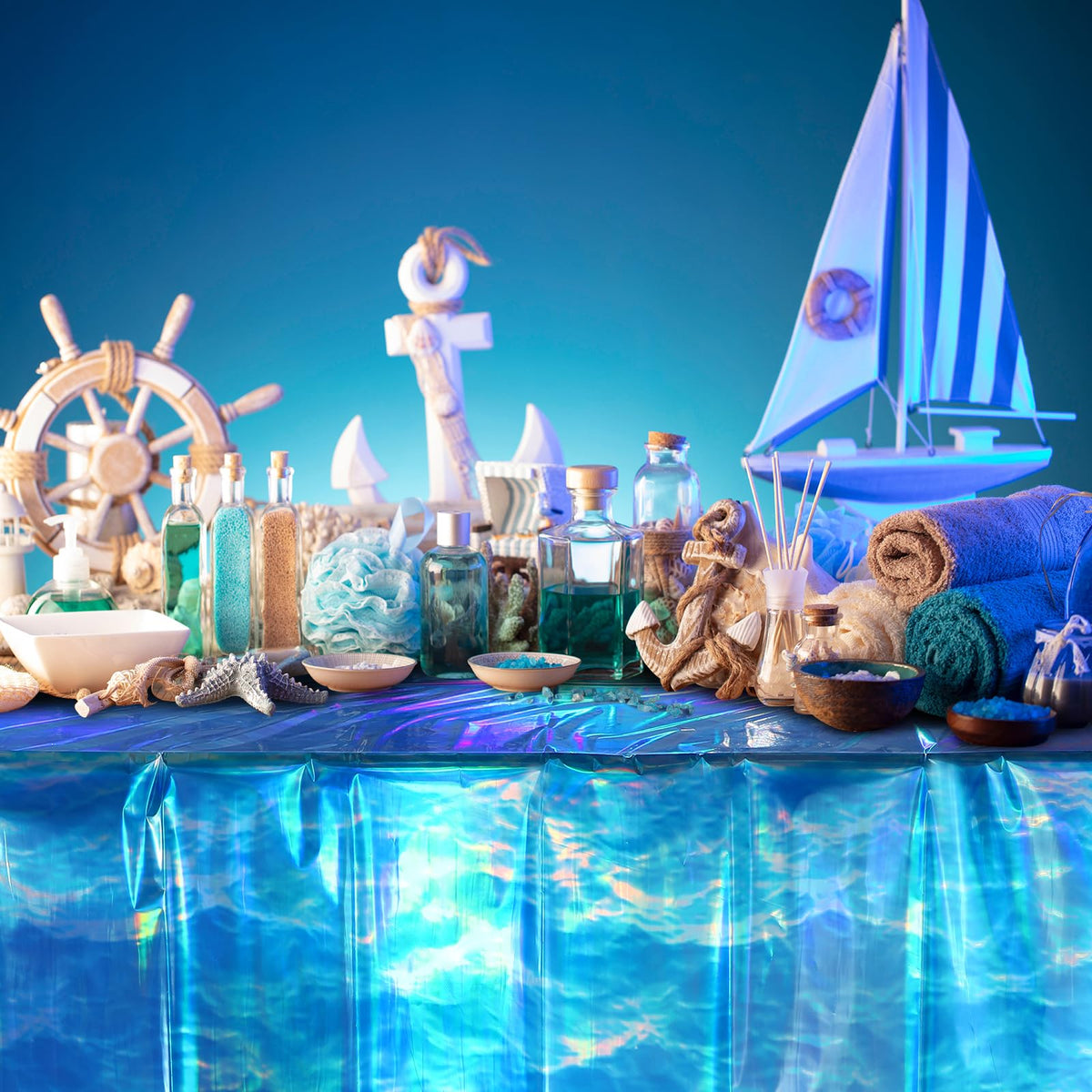 Hallswl ocean waves tablecloth ideal for pool parties, baby showers, mermaid parties
