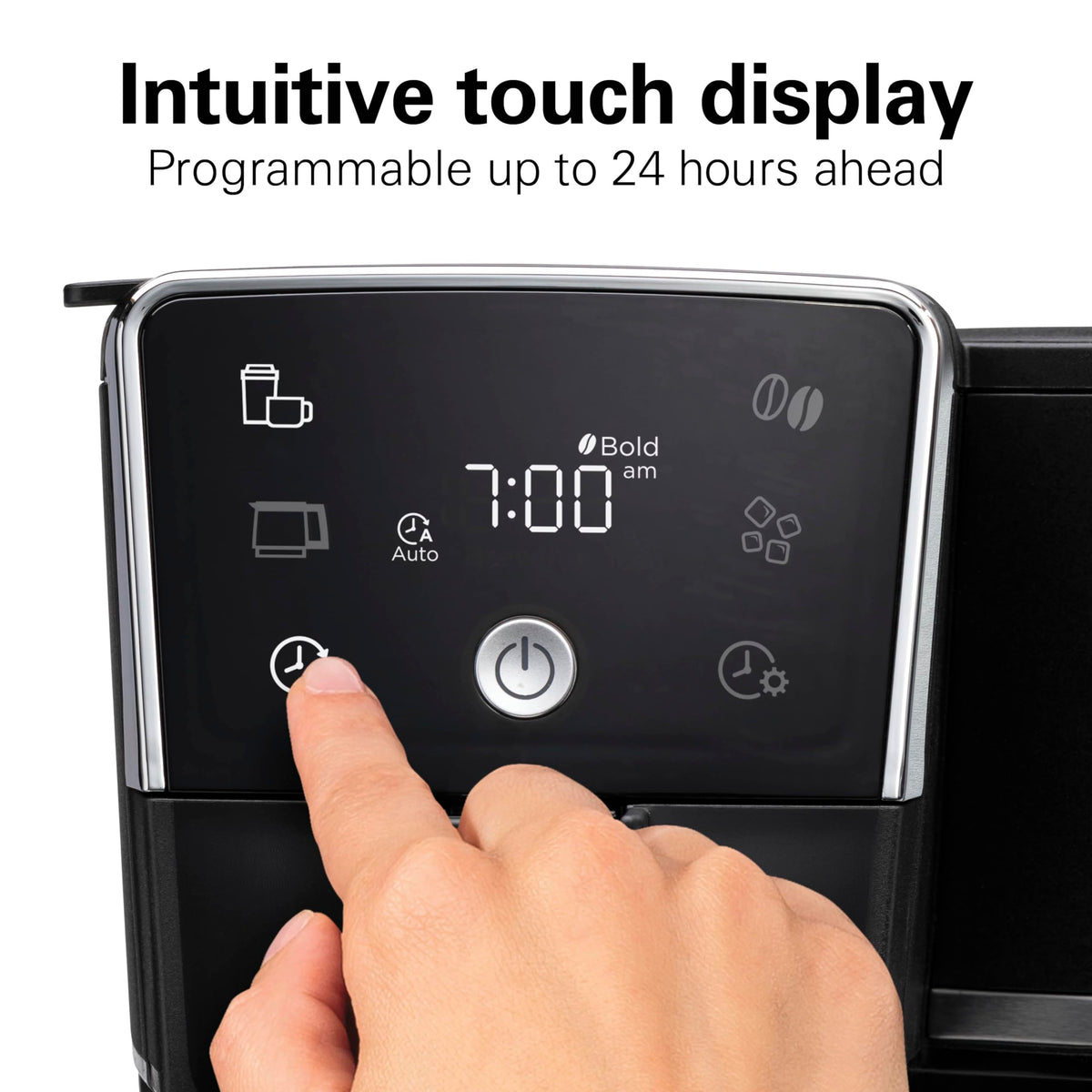 Hamilton Beach 47500J intuitive touch display highlights programmable options