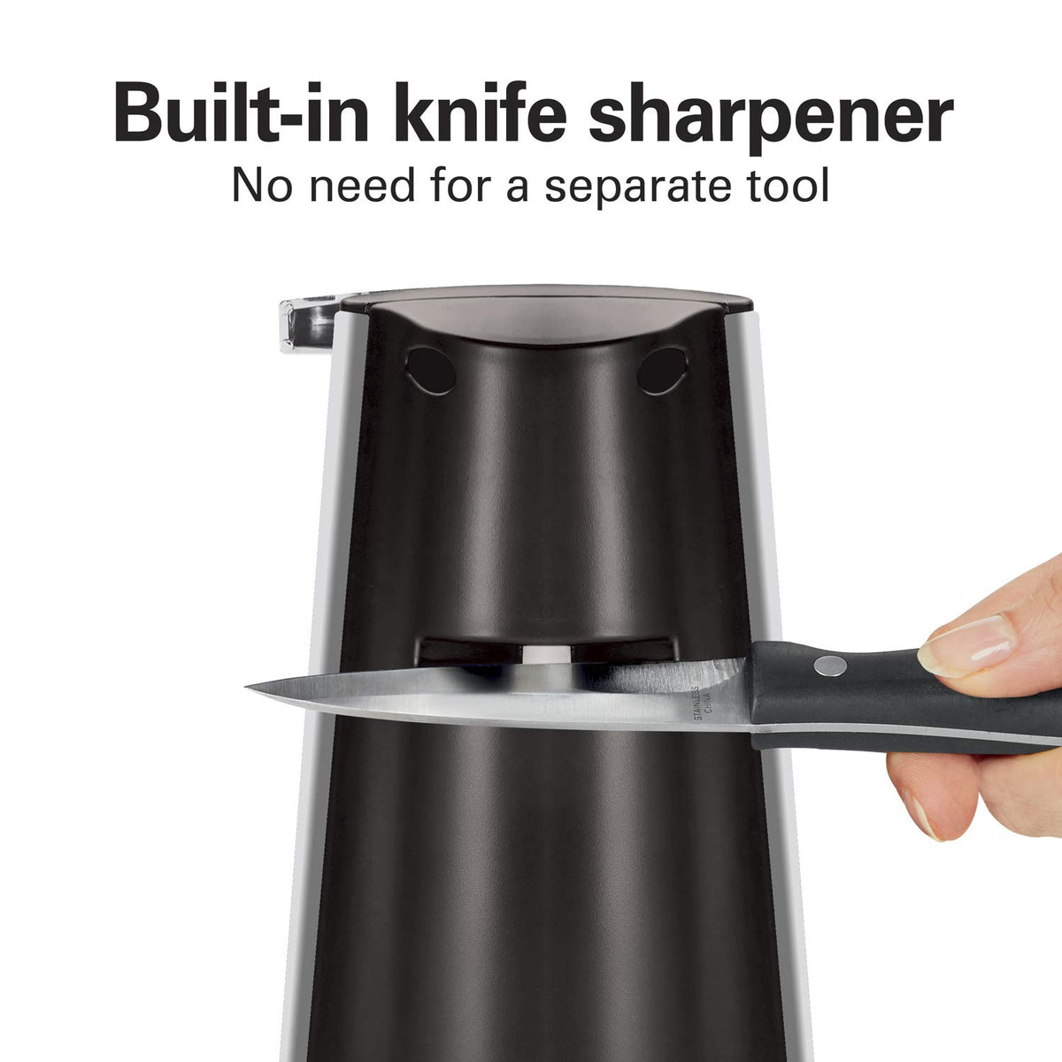 Hamilton Beach brushed stainless steel front for sleek durability.