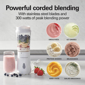 Hamilton Beach durable stainless steel blades for smooth ice and frozen fruit blends.