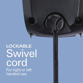 Swivel cord for ambidextrous use and tidy workspace