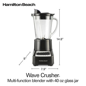 Hamilton Beach blender in elegant black and stainless finish for kitchen convenience.