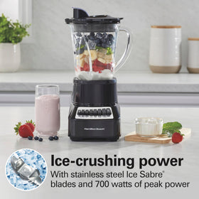Hamilton Beach Wave Crusher control panel highlighting 14 functions for versatile blending options.
