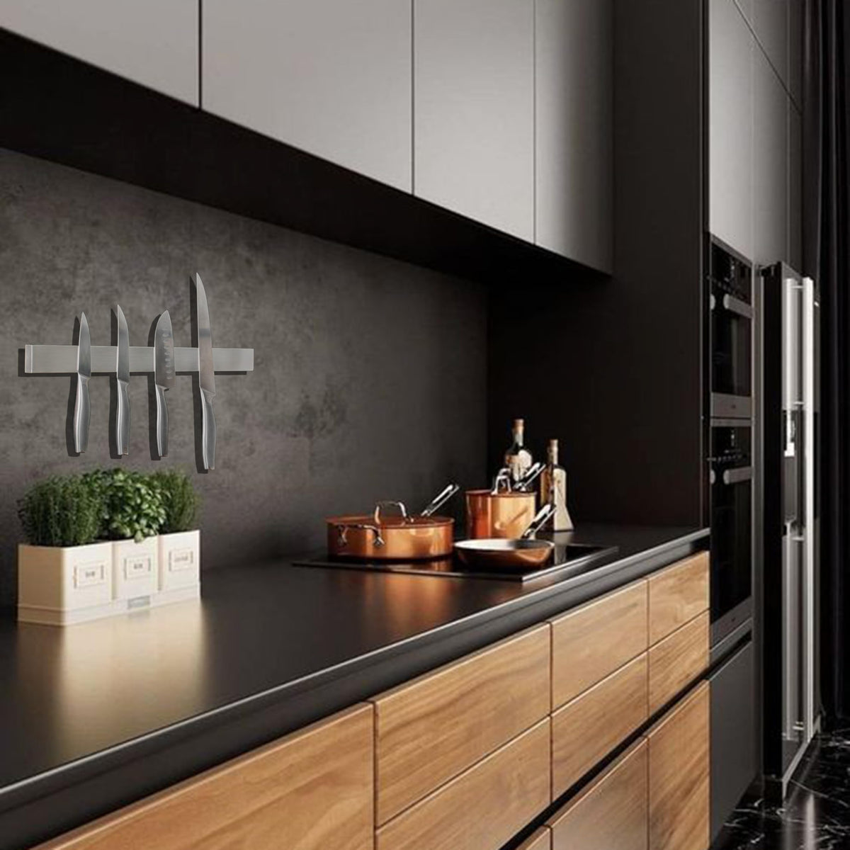 Hamletoff wall mounted adhesive knife holder mounted on smooth wall surface