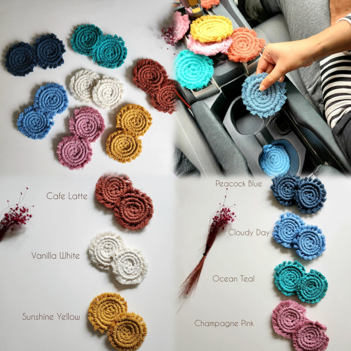 Uruba gift-ready boho coaster for stylish car accessories