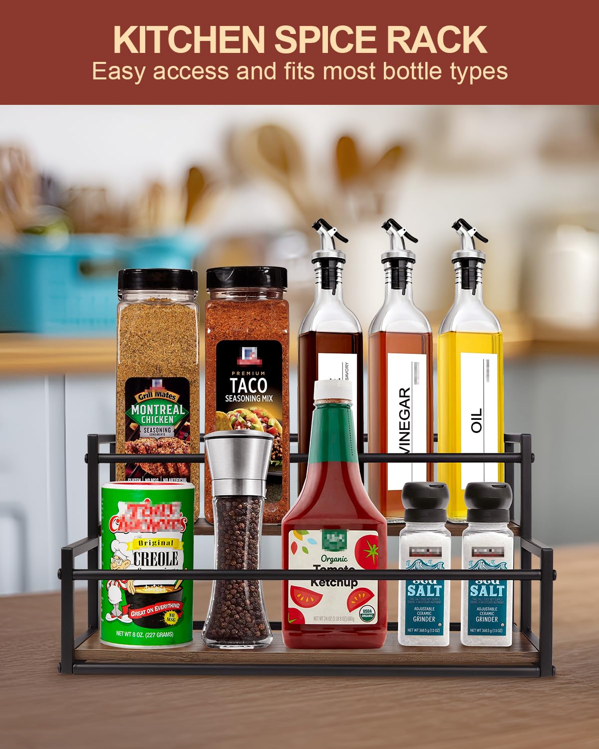 Happilif rack-multiple-uses fits syrups, wine, spices for a versatile display