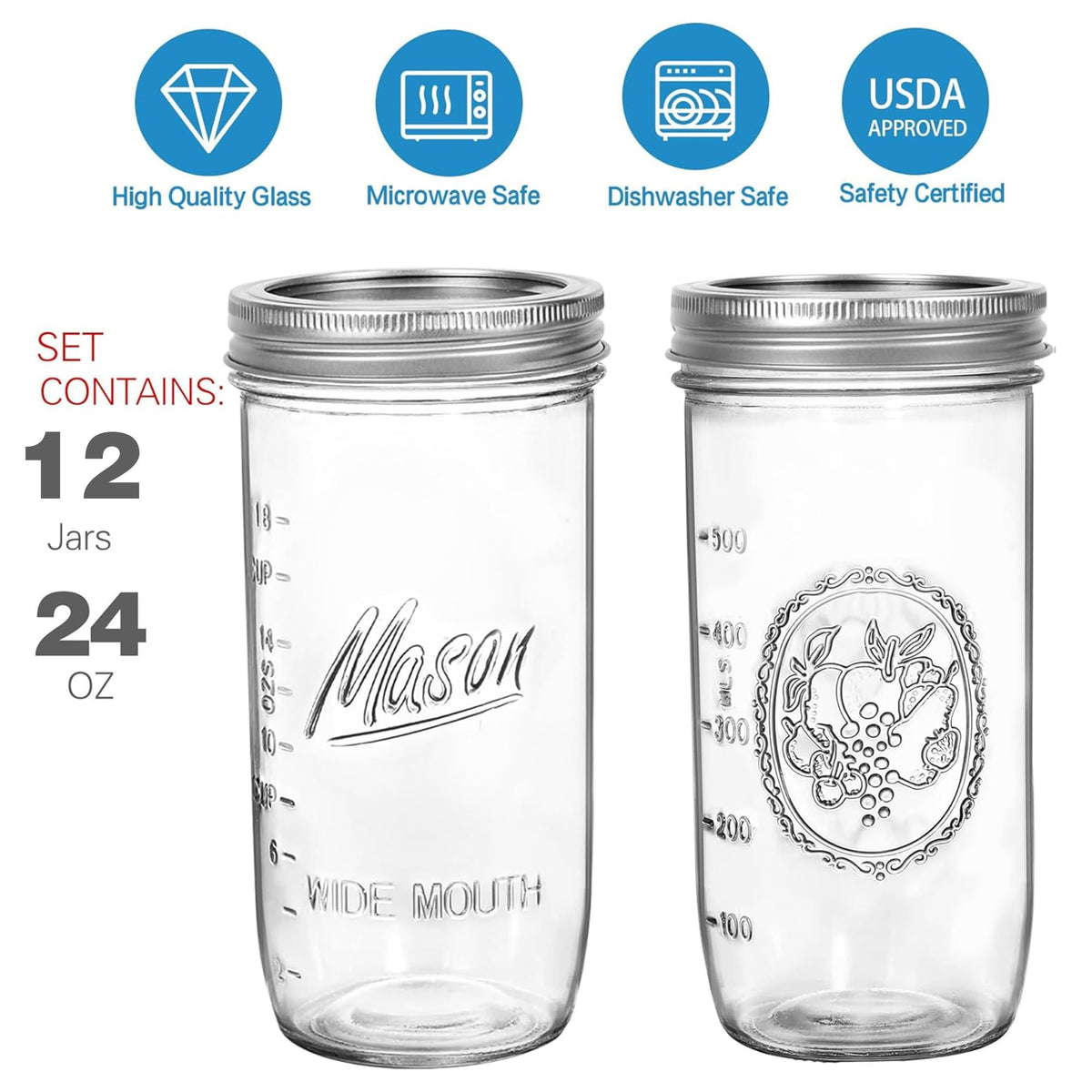 Harfuyee jar lid and bands with metal airtight seal for long-lasting freshness