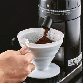 Hario V60 02 ceramic red dripper inside view shows ground contact
