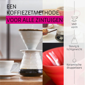 Hario V60 02 ceramic red dripper top view highlights even extraction