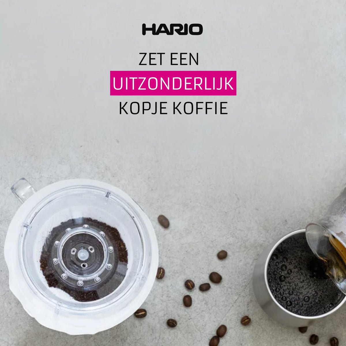 Hario V60 02 ceramic red dripper beside a cup