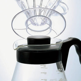 Hario V60 glass top opening designed for precise dripper pours.