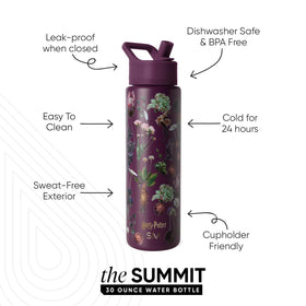 Harry Potter Summit bottle with straw lid and herbology design