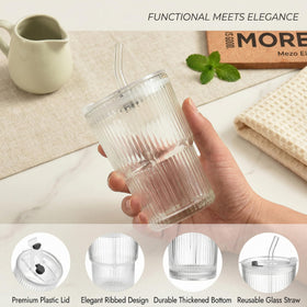 Haundry 14 oz glass cups with straws focuses on ergonomic grip and comfortable handling