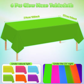 Hauwellter neon table cloth orange under UV light enhances glow and festivity.